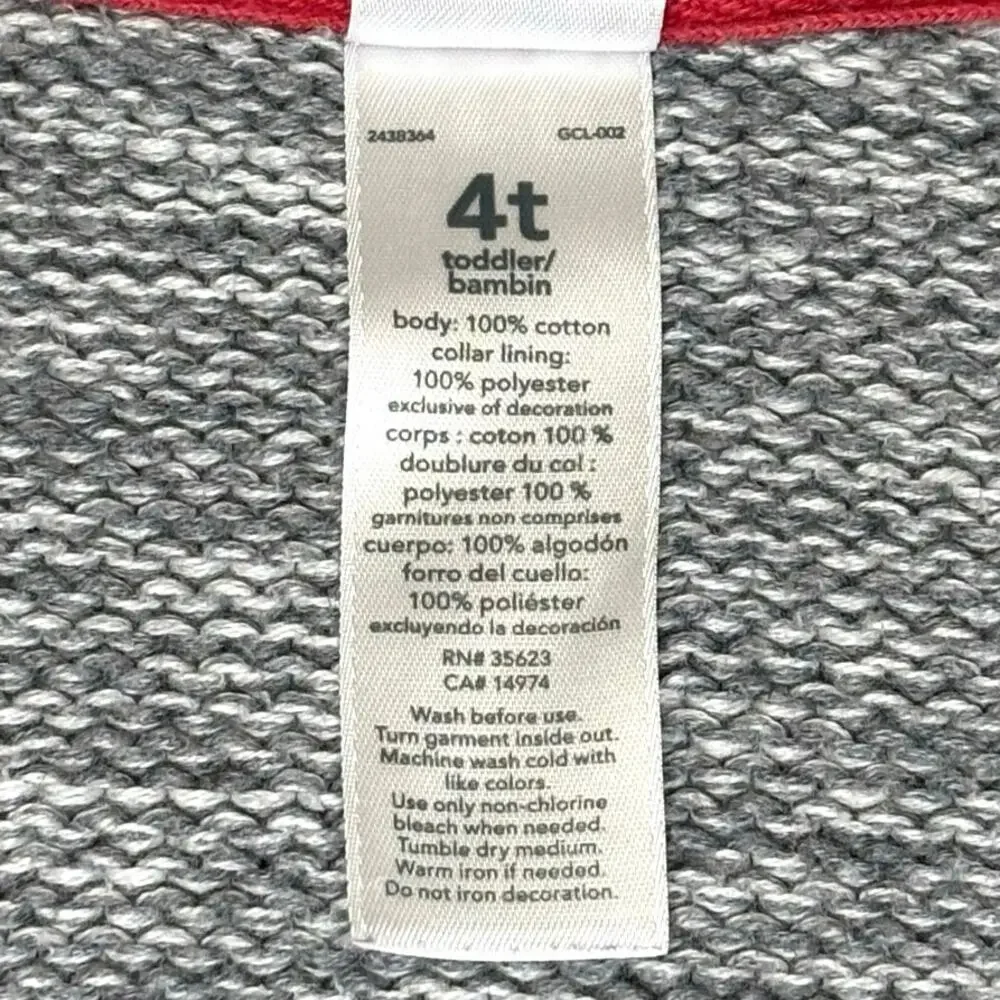 Carter's Zip Up Cardigan Sweater Boys 4T Gray Marled Knit Reindeer Embroidery